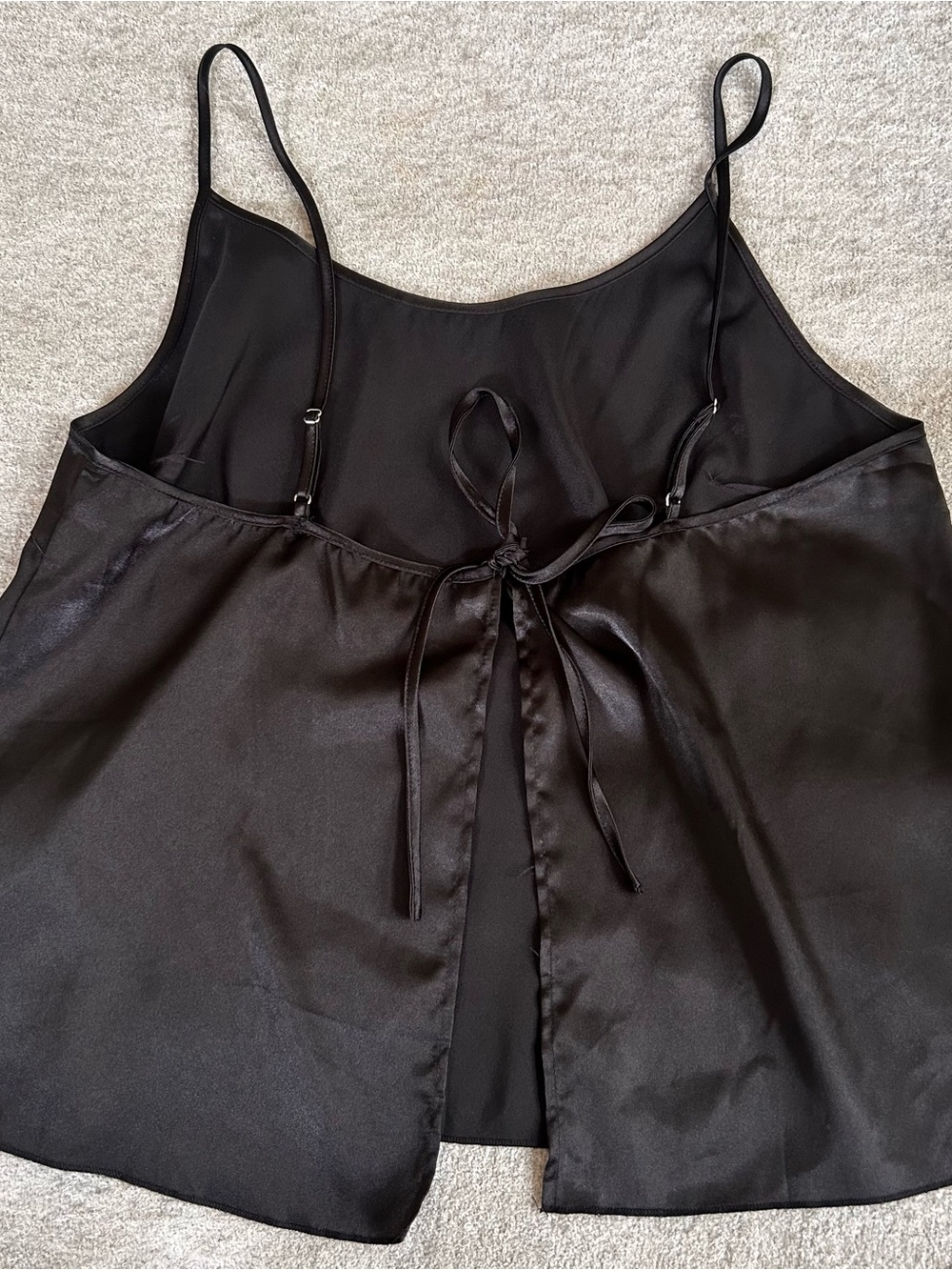 Black Satin Y2K Tie-Back Cami Tank